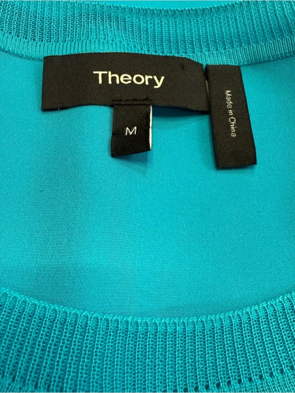 Theory 100% Silk Dress Teal Aqua Blouson Elastic Waist Sleeveless Medium - Picture 2 of 11